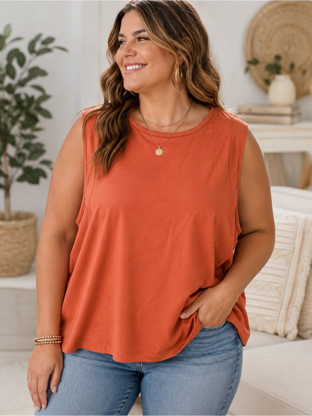 Title:
Universal Thread 2X Rust Sleeveless Tank Top | 100% Cotton | Casual NWT
